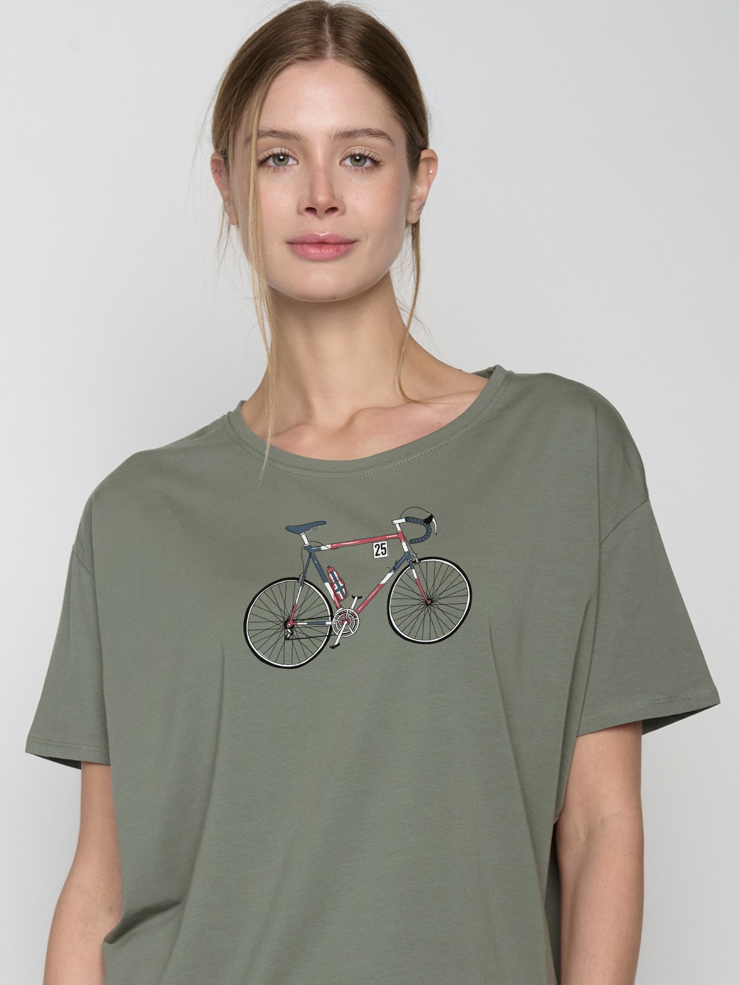 Olive: Lässiges T-Shirt aus Bio-Baumwoll-Mix für Damen [22811]