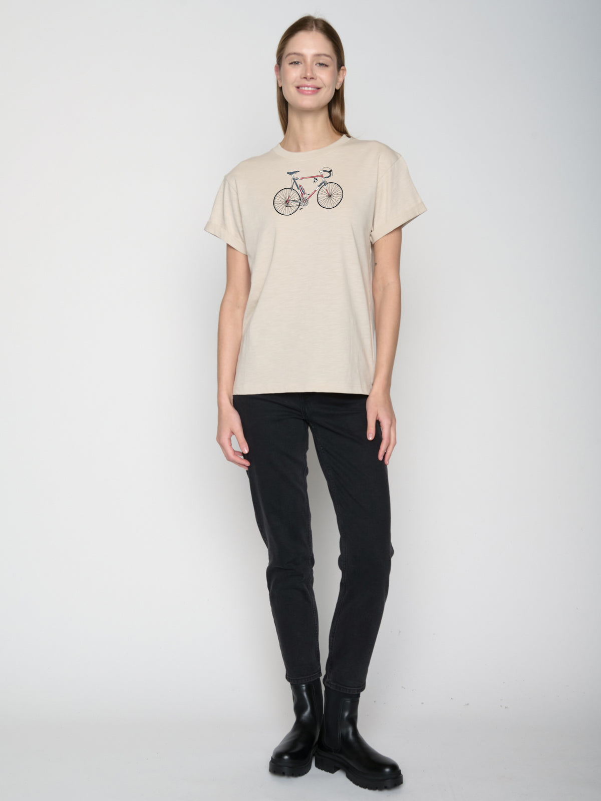 Weiß:  Lässiges T-Shirt aus Bio-Baumwolle für Damen [22814]
