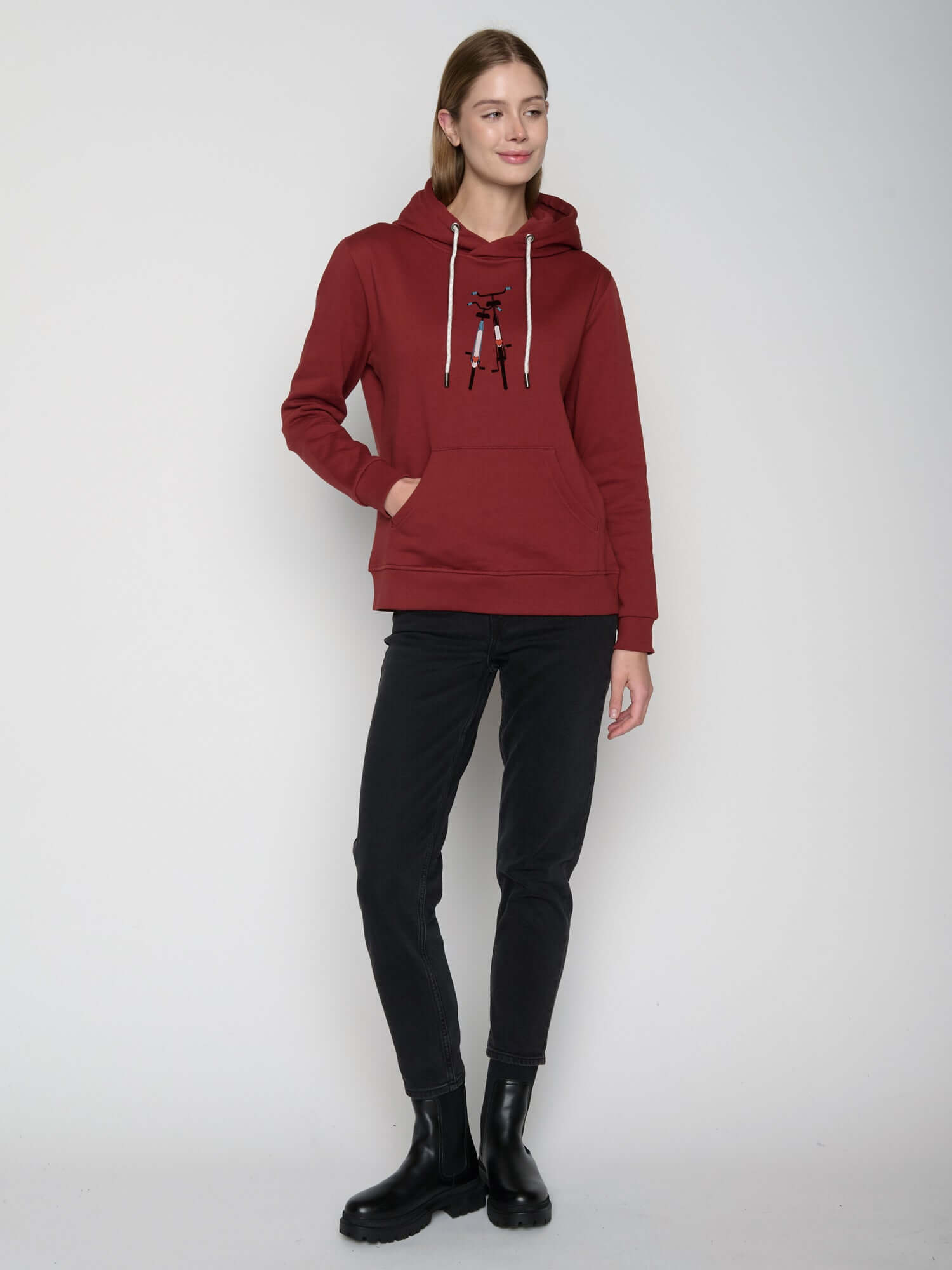 Red Berry: Gemütlicher Hoodie aus Bio-Baumwolle für Damen [22821]