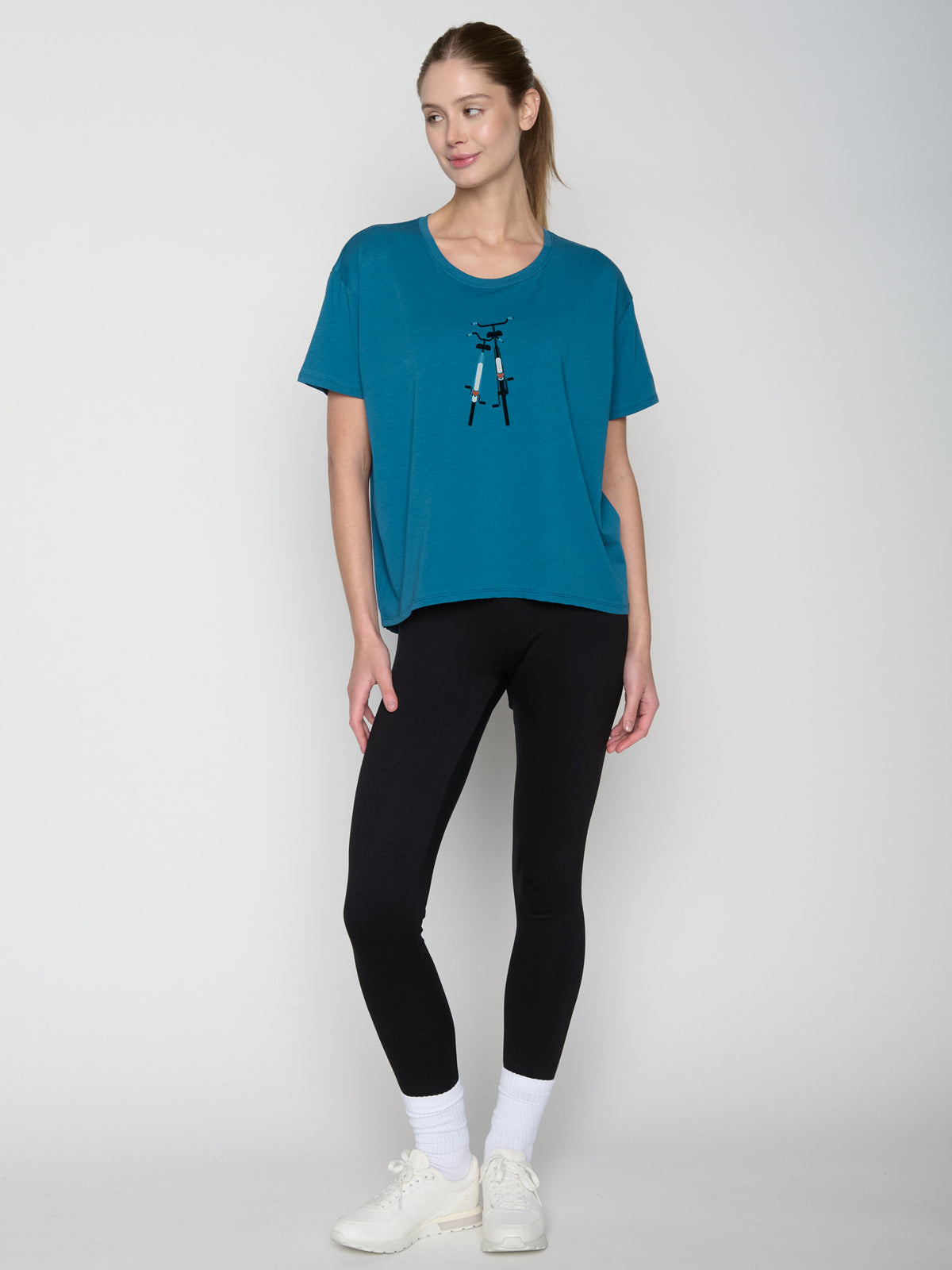 Blau:  Lässiges T-Shirt aus Bio-Baumwoll Mix für Damen [22823]