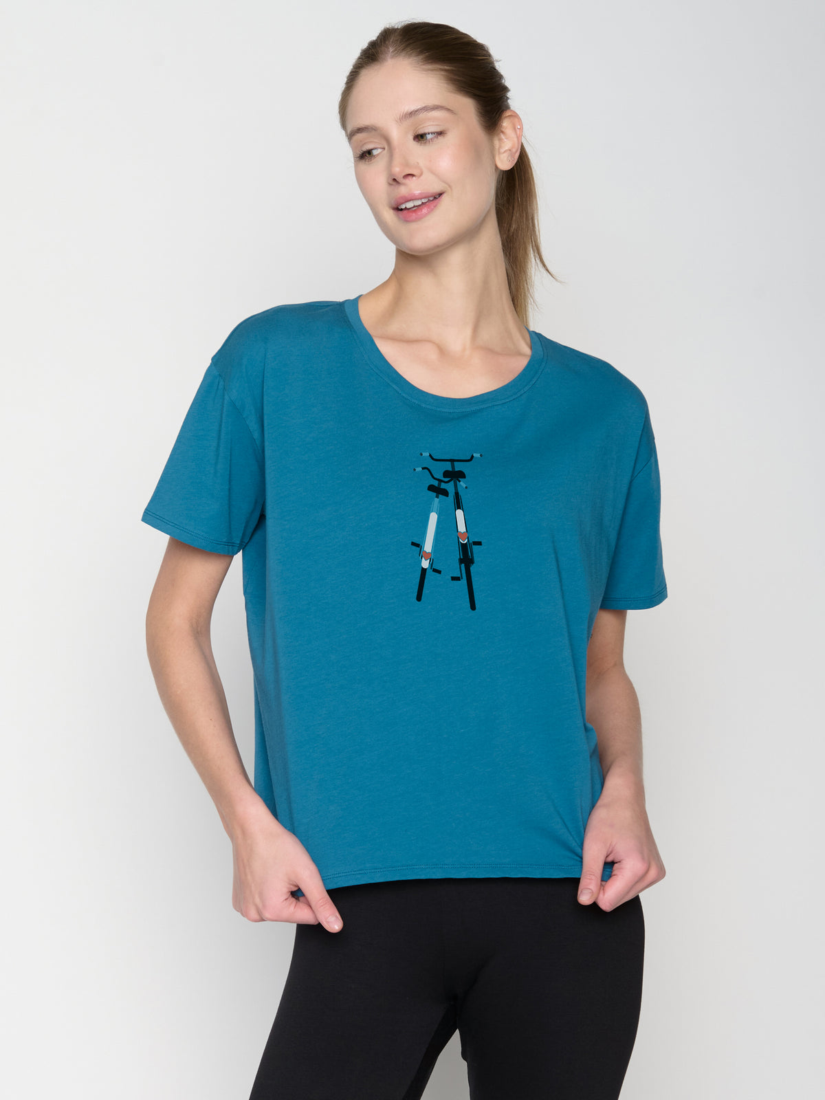 Blau:  Lässiges T-Shirt aus Bio-Baumwoll Mix für Damen [22824]