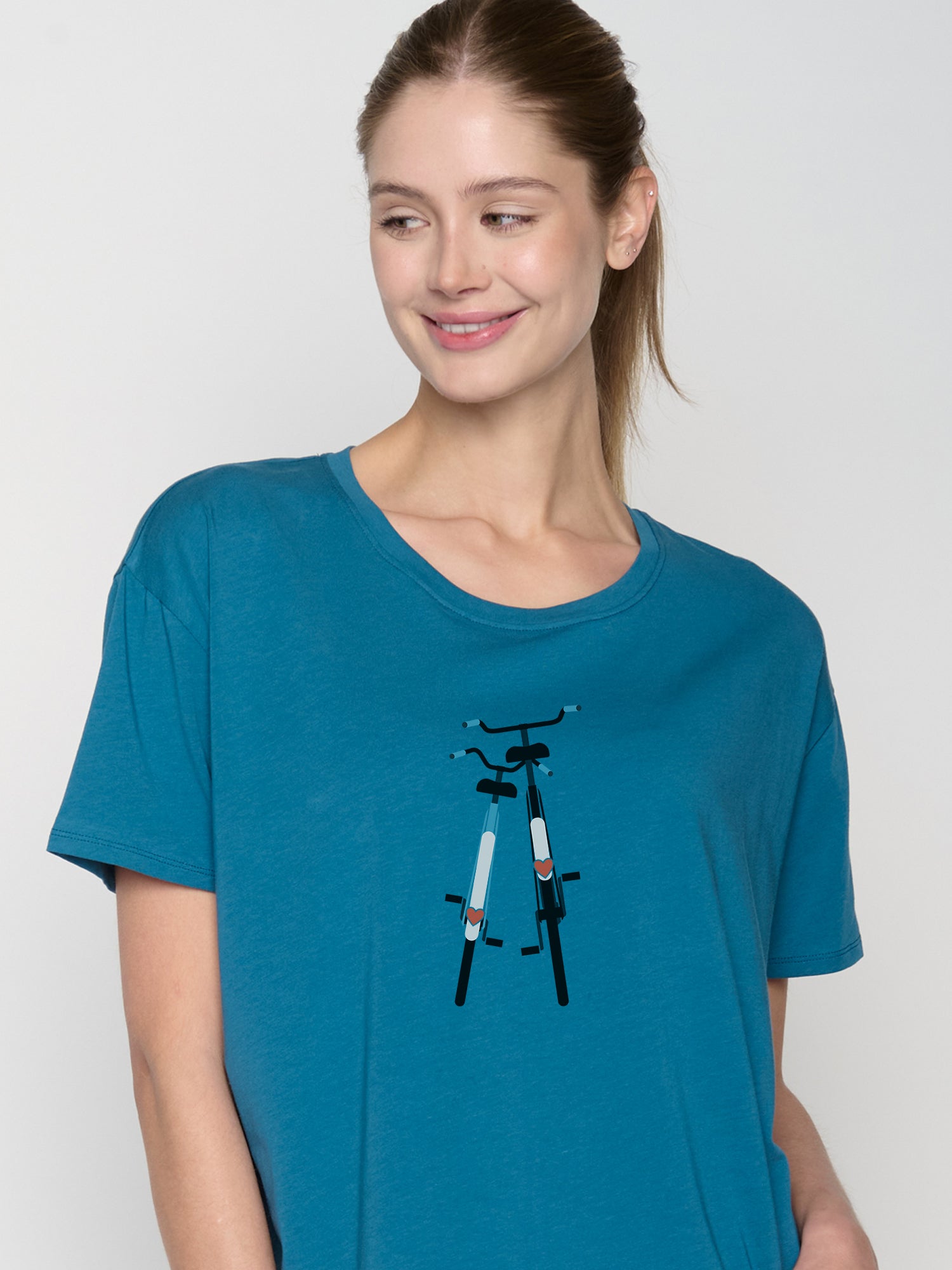 Blau:  Lässiges T-Shirt aus Bio-Baumwoll Mix für Damen [22825]