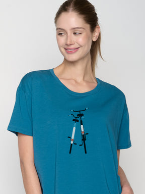 Blau:  Lässiges T-Shirt aus Bio-Baumwoll Mix für Damen [22825]