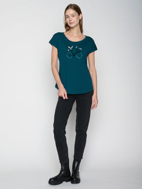 Petrol Green: Lässiges T-Shirt aus Bio-Baumwolle für Damen [22831]