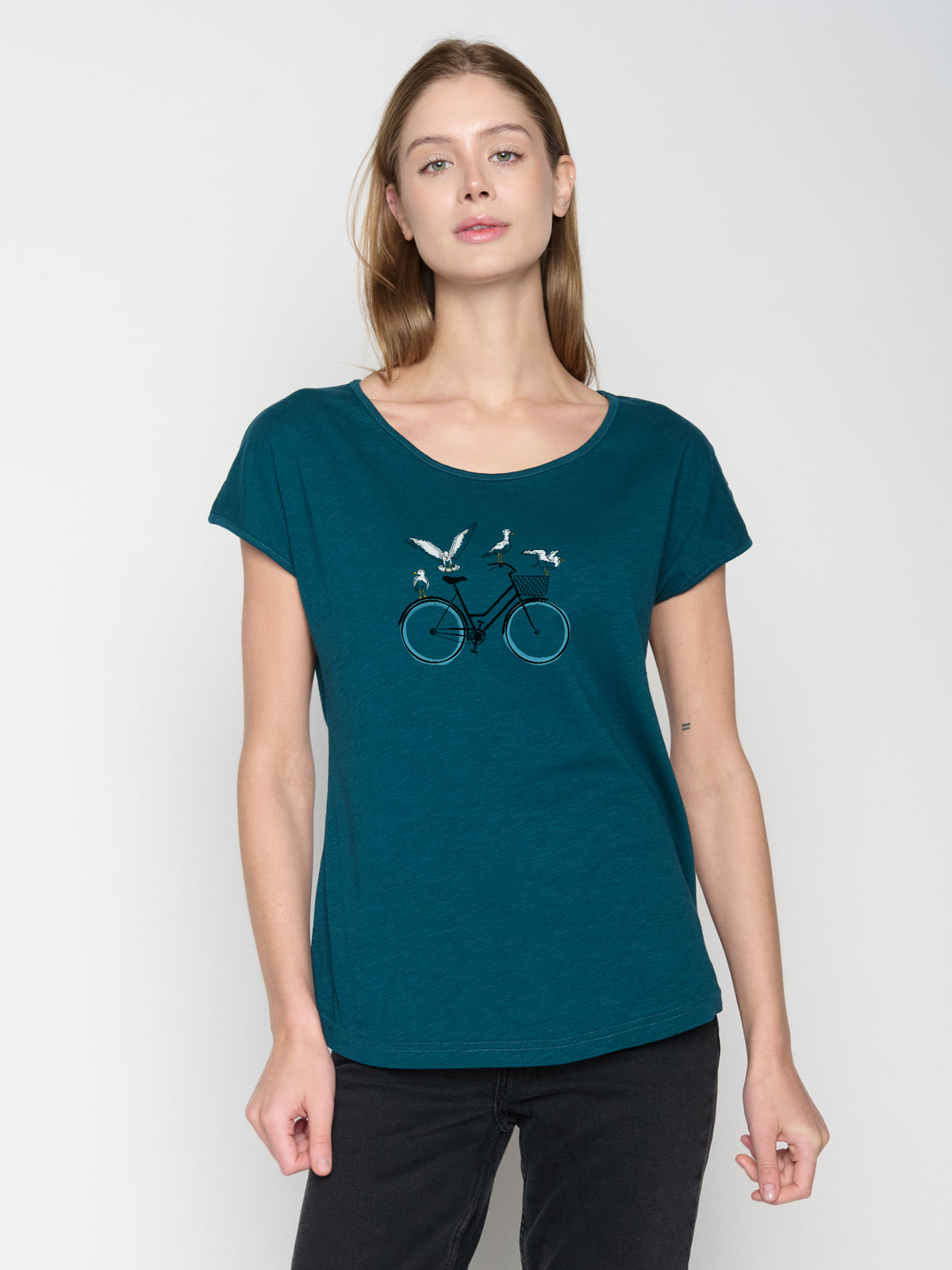 Petrol Green: Lässiges T-Shirt aus Bio-Baumwolle für Damen [22832]