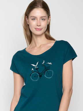Petrol Green: Lässiges T-Shirt aus Bio-Baumwolle für Damen [22833]