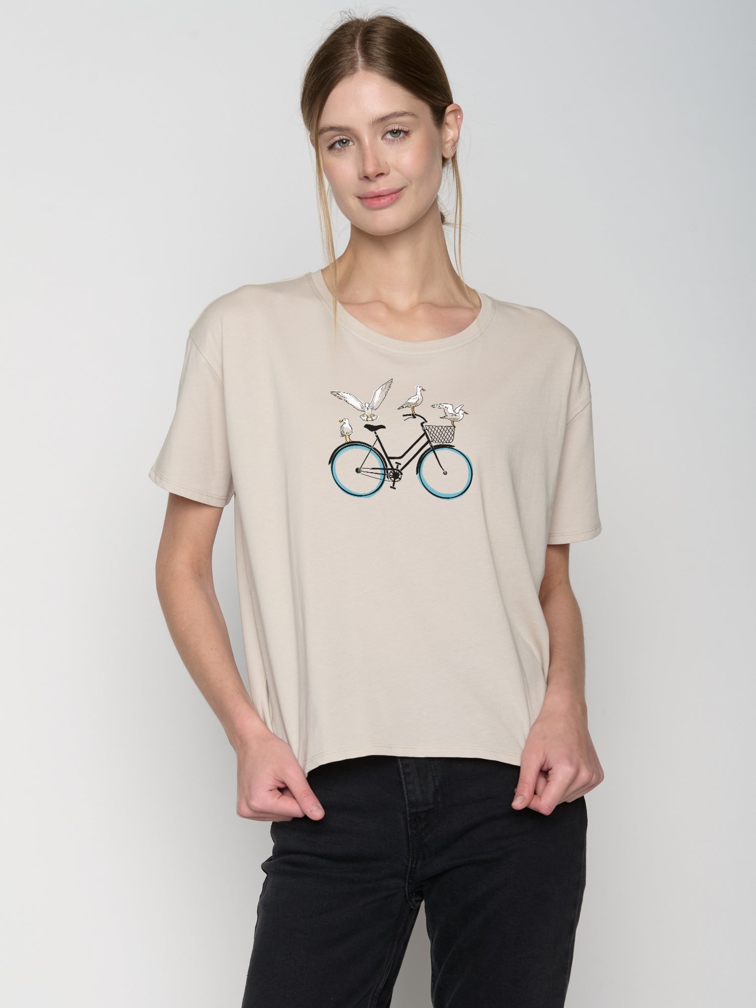Weiß:  Lässiges T-Shirt aus Bio-Baumwoll Mix für Damen [22836]
