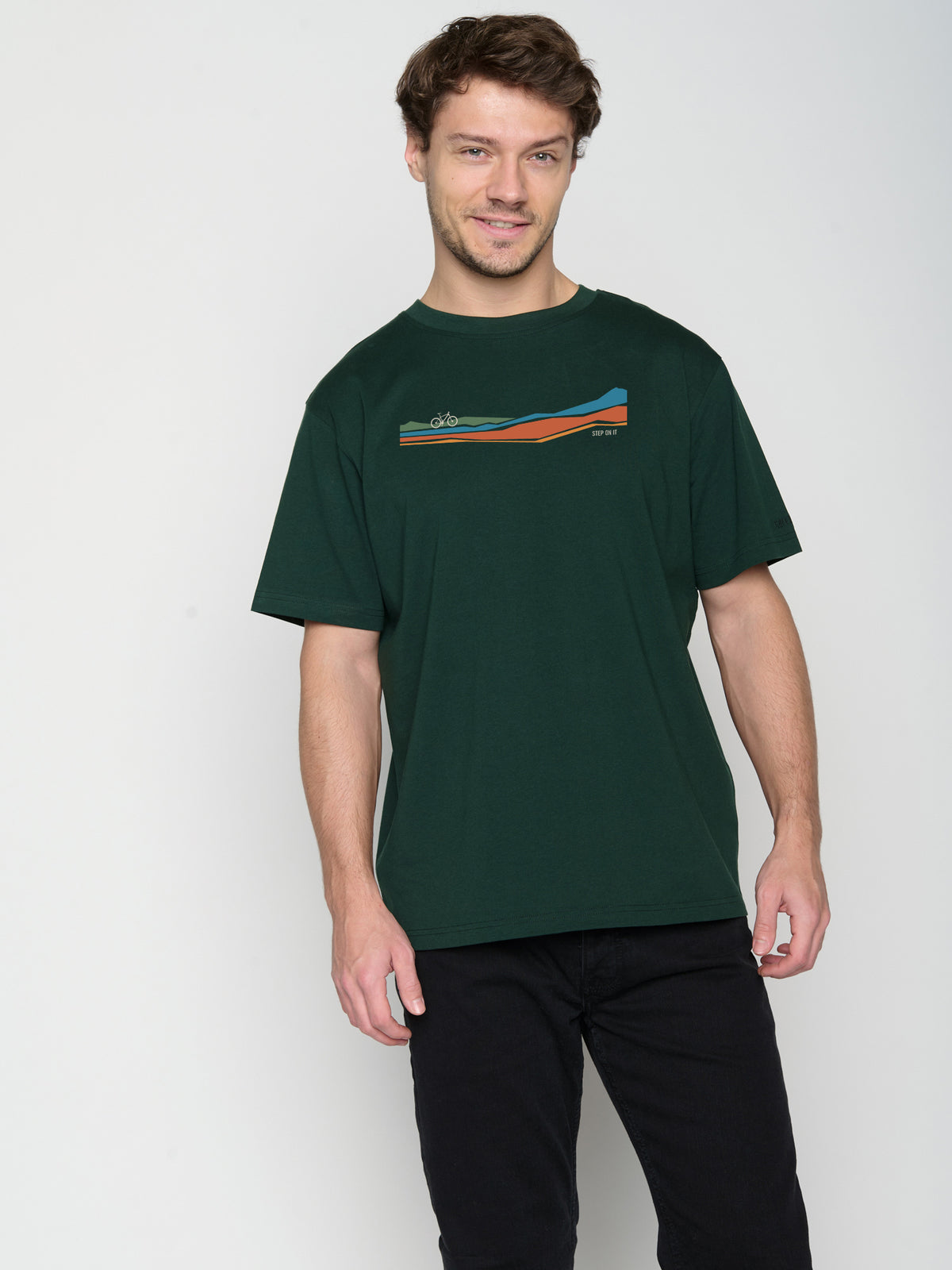 Dark Forest: Lässiges Oversize-T-Shirt aus Bio-Baumwolle für Herren [22847]
