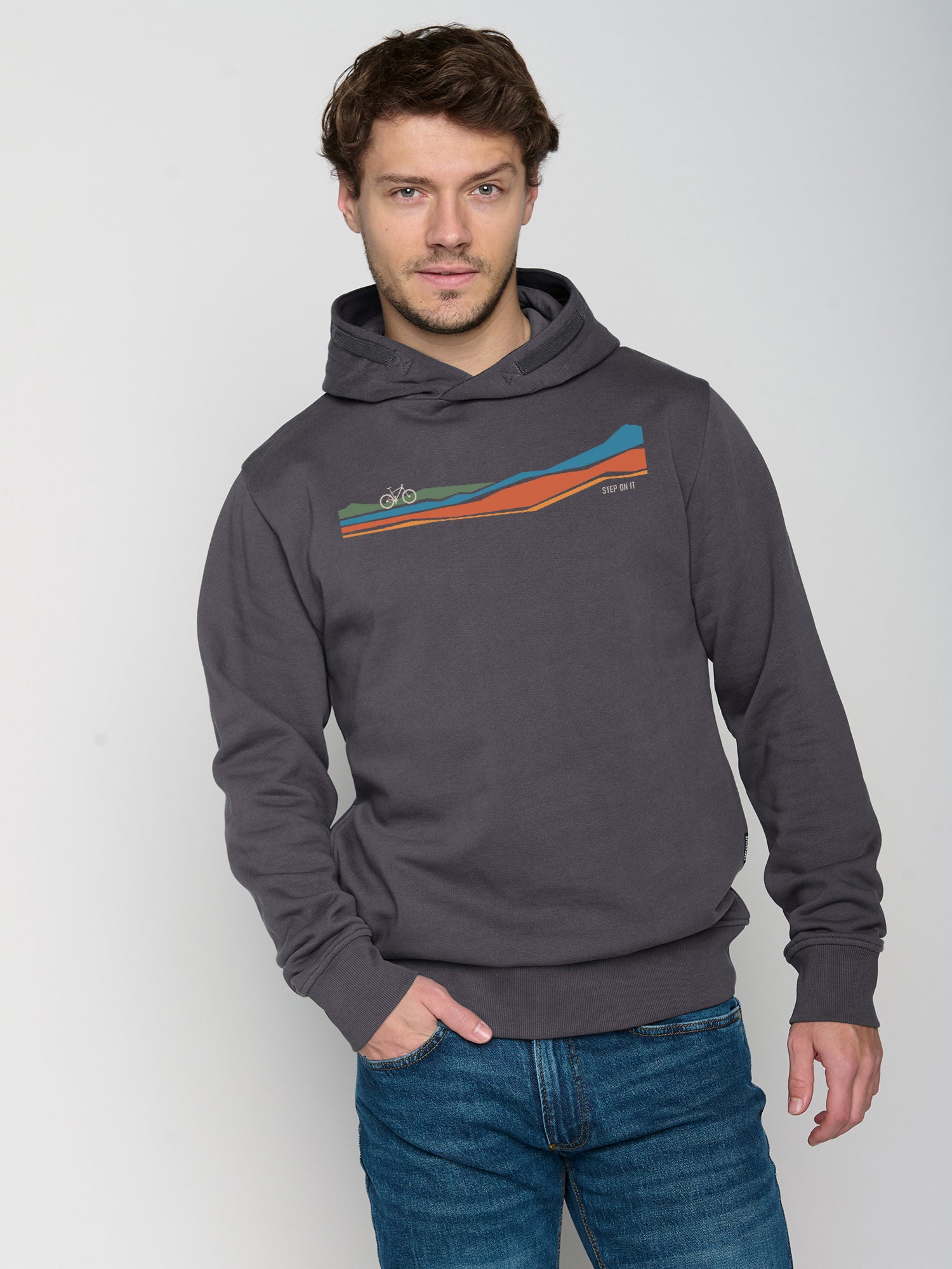 Anthracite: Kuschliger Hoodie aus Bio-Baumwolle für Herren [22852]