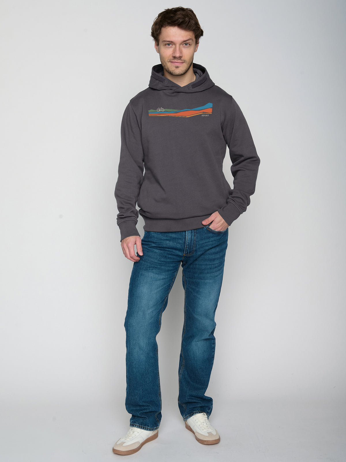 Anthracite: Kuschliger Hoodie aus Bio-Baumwolle für Herren [22853]