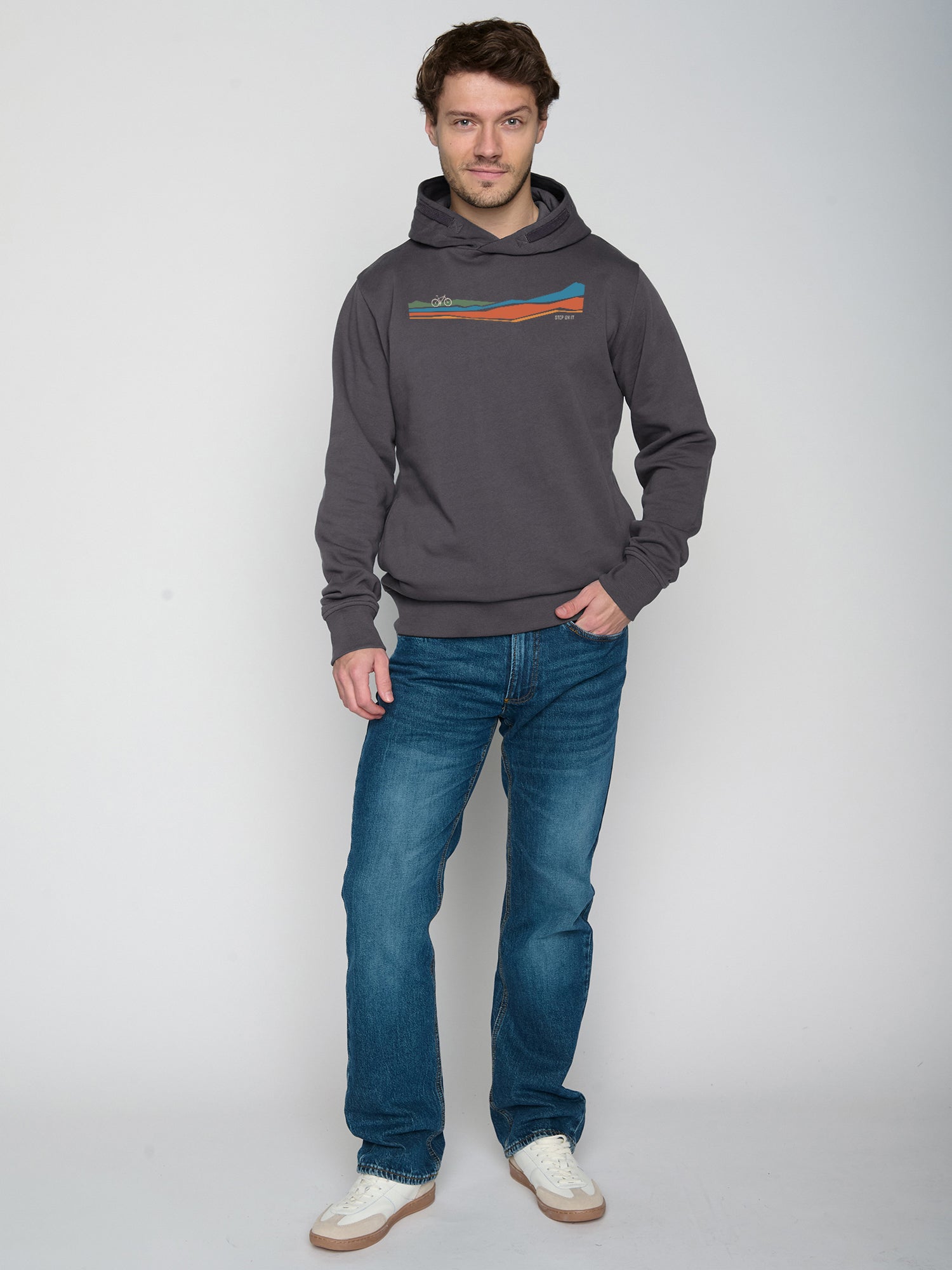 Grau:  Kuschliger Hoodie aus Bio-Baumwolle für Herren [22853]