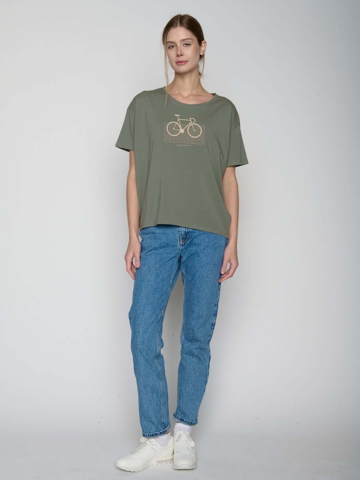 Olive: Lässiges T-Shirt aus Bio-Baumwoll-Mix für Damen [22859]