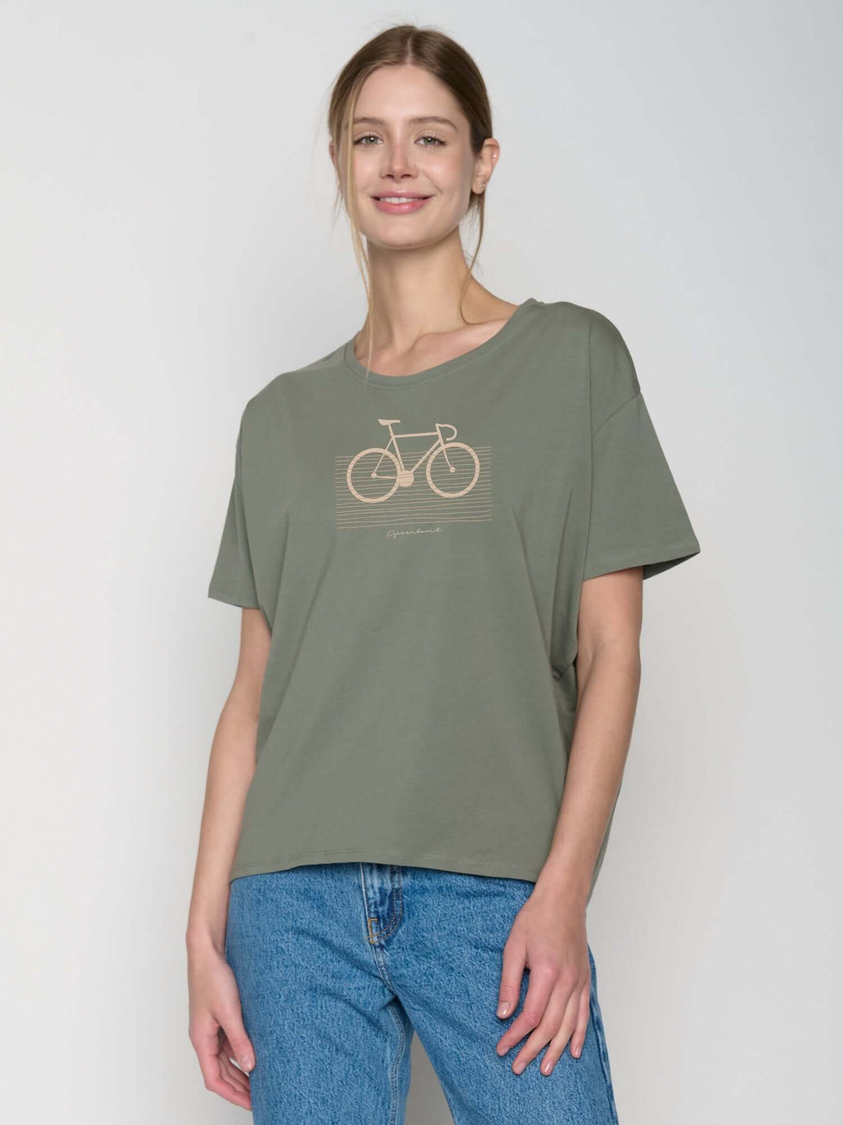 Olive: Lässiges T-Shirt aus Bio-Baumwoll-Mix für Damen [22861]