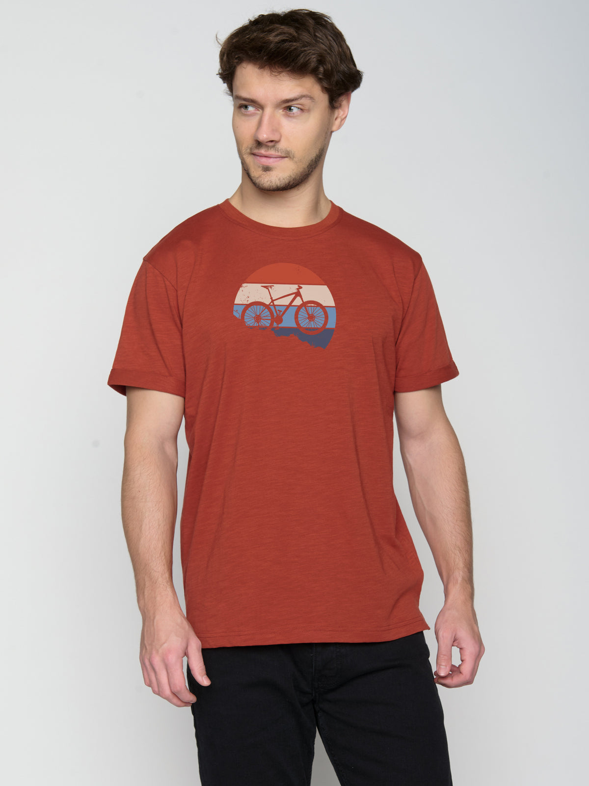 Grau:  Lässiges T-Shirt aus Bio-Baumwoll Mix für Herren [22873]