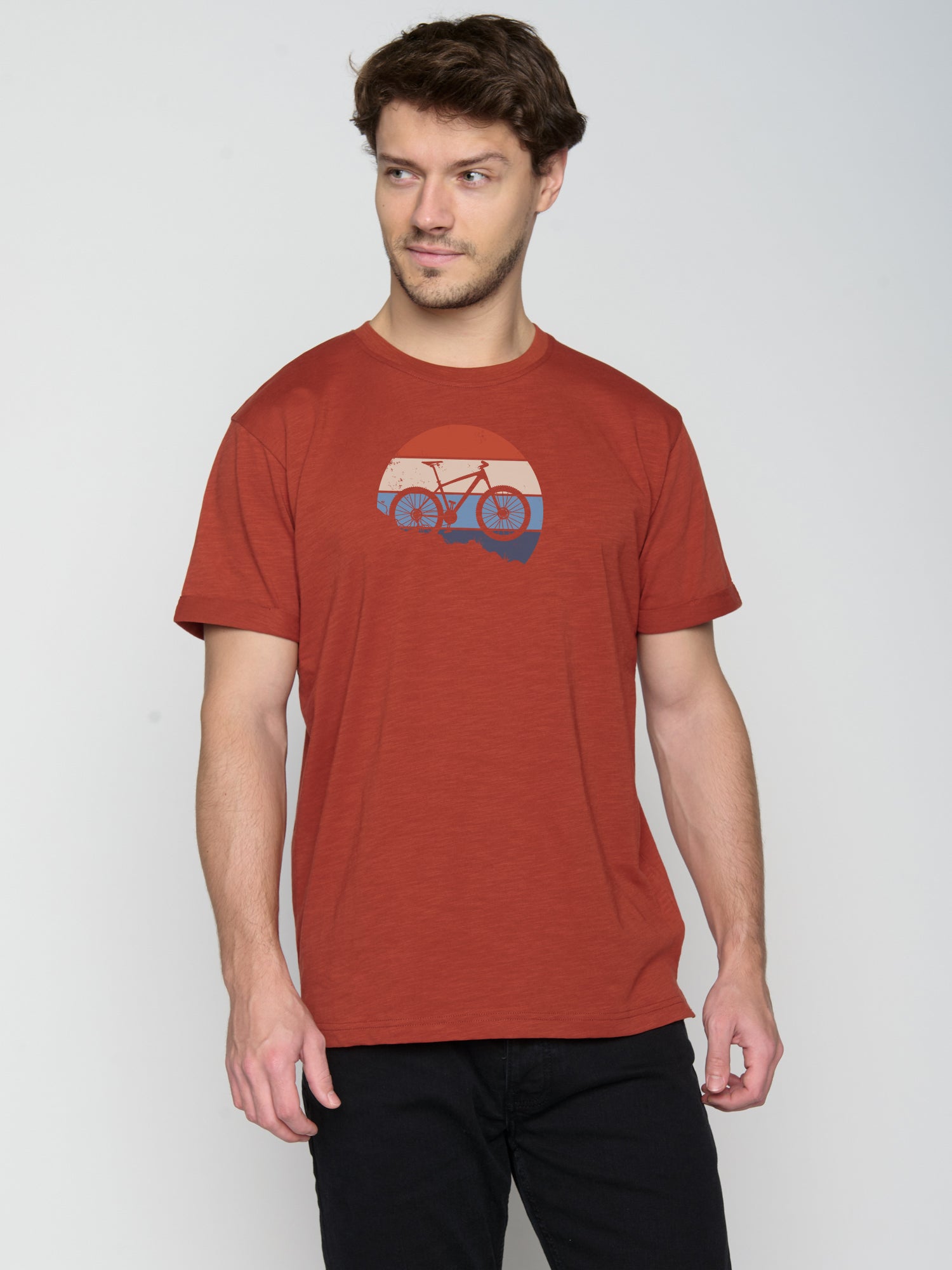 Grau:  Lässiges T-Shirt aus Bio-Baumwoll Mix für Herren [22873]