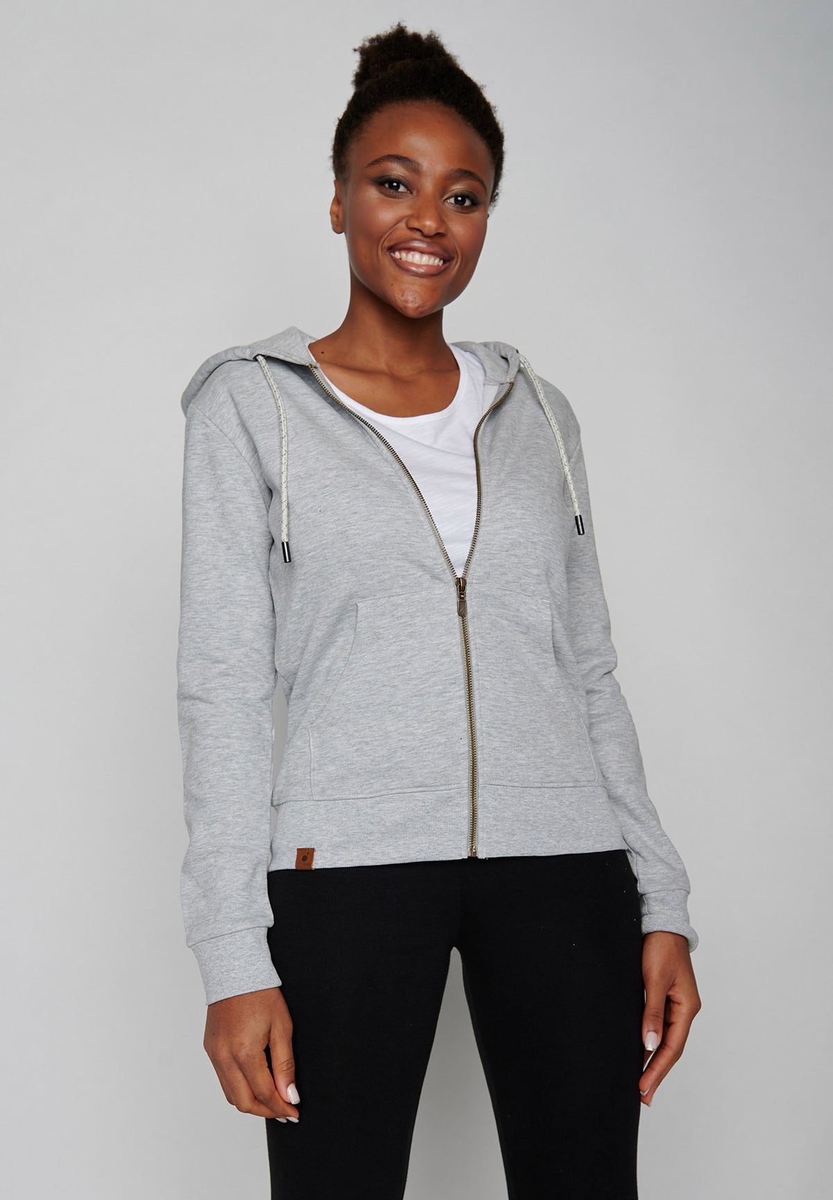 Heather Grey: Gemütliche Zipjacke aus Bio-Baumwolle für Damen [221]