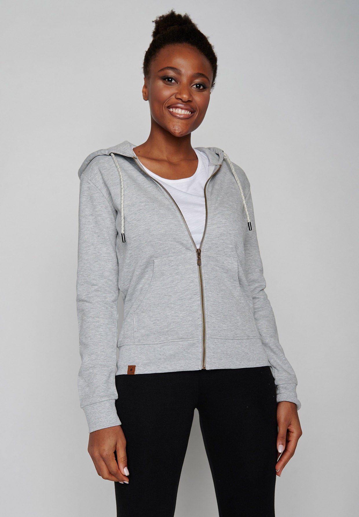 Heather Grey: Gemütliche Zipjacke aus Bio-Baumwolle für Damen [221]