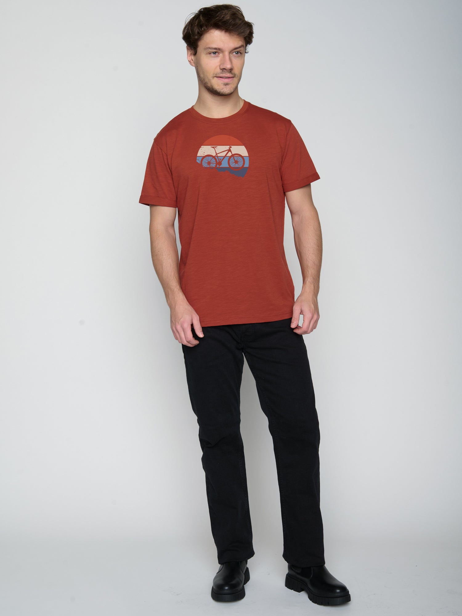 Grau:  Lässiges T-Shirt aus Bio-Baumwoll Mix für Herren [22878]