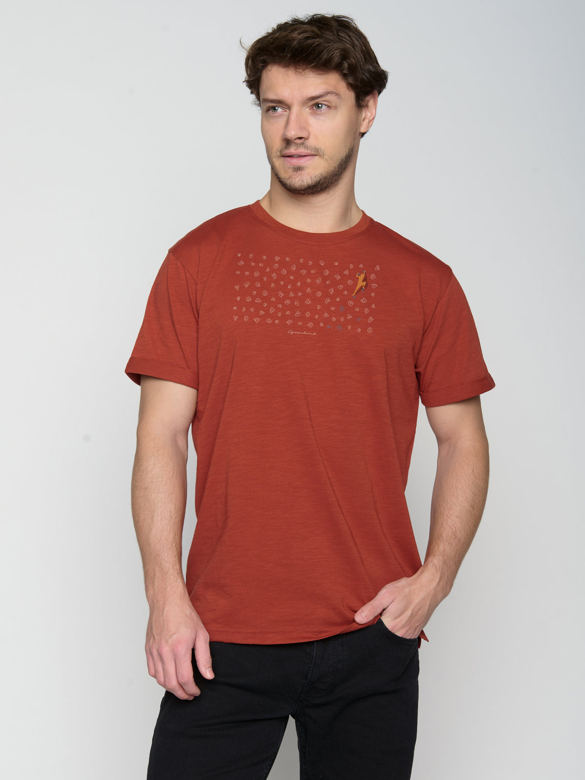 Dark Clay: Lässiges T-Shirt aus Bio-Baumwoll Mix für Herren [22884]