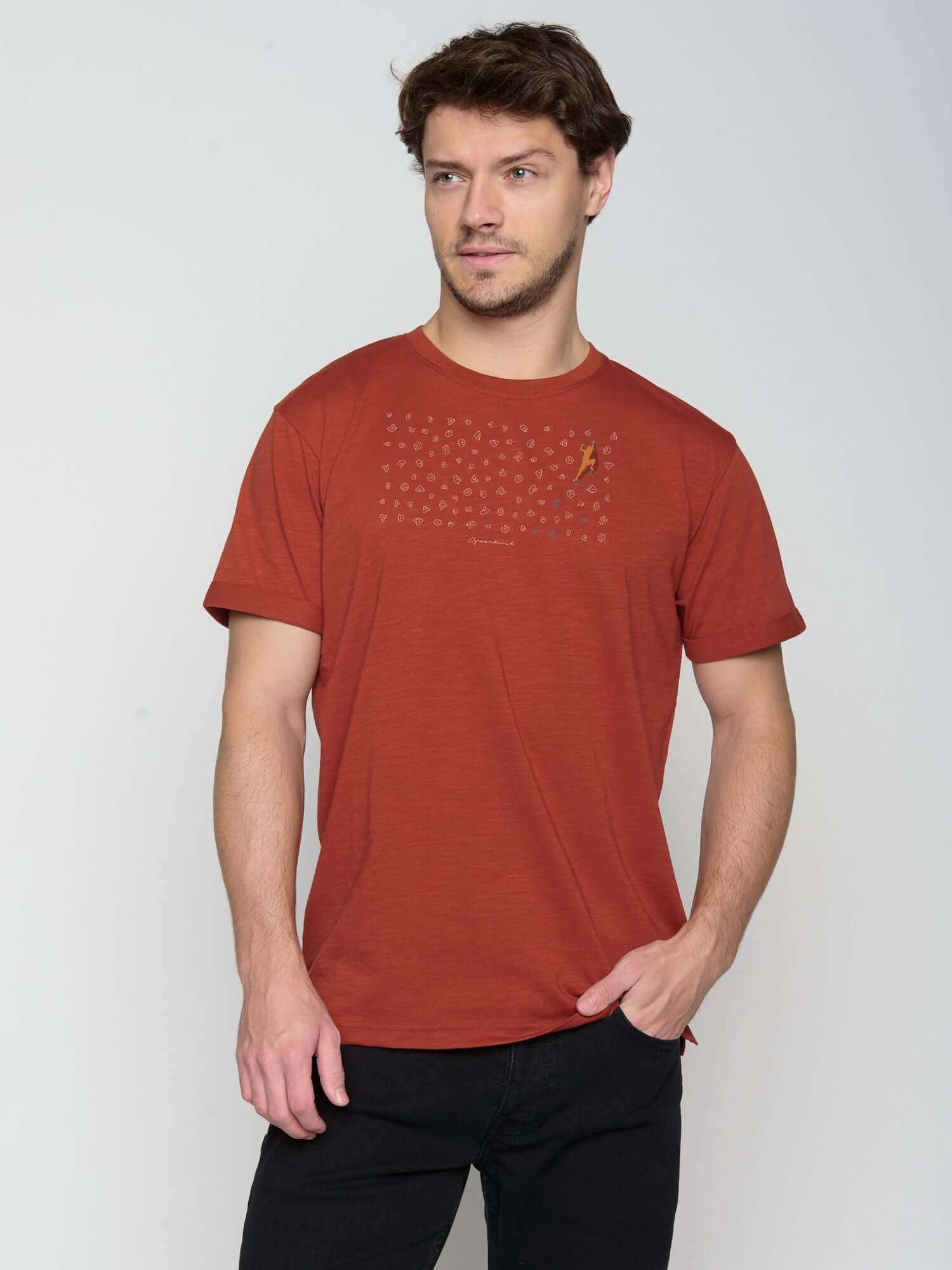 Dark Clay: Lässiges T-Shirt aus Bio-Baumwoll Mix für Herren [22884]