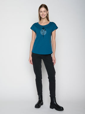 Rich Blue: Lässiges T-Shirt aus Bio-Baumwolle für Damen [22889]