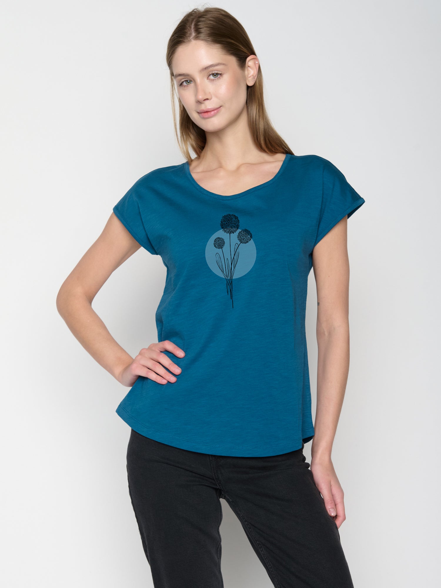 Rich Blue: Sportliches T-Shirt aus Bio-Baumwolle für Damen [22891]