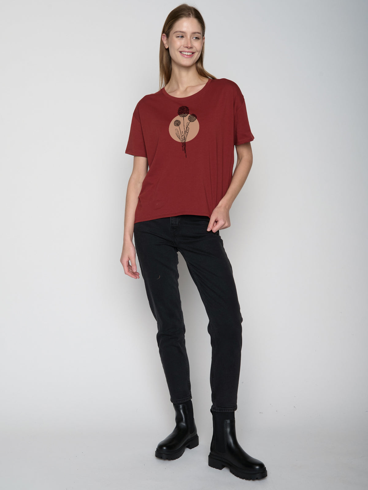 Rot:  Lässiges T-Shirt aus Bio-Baumwoll Mix für Damen [22893]