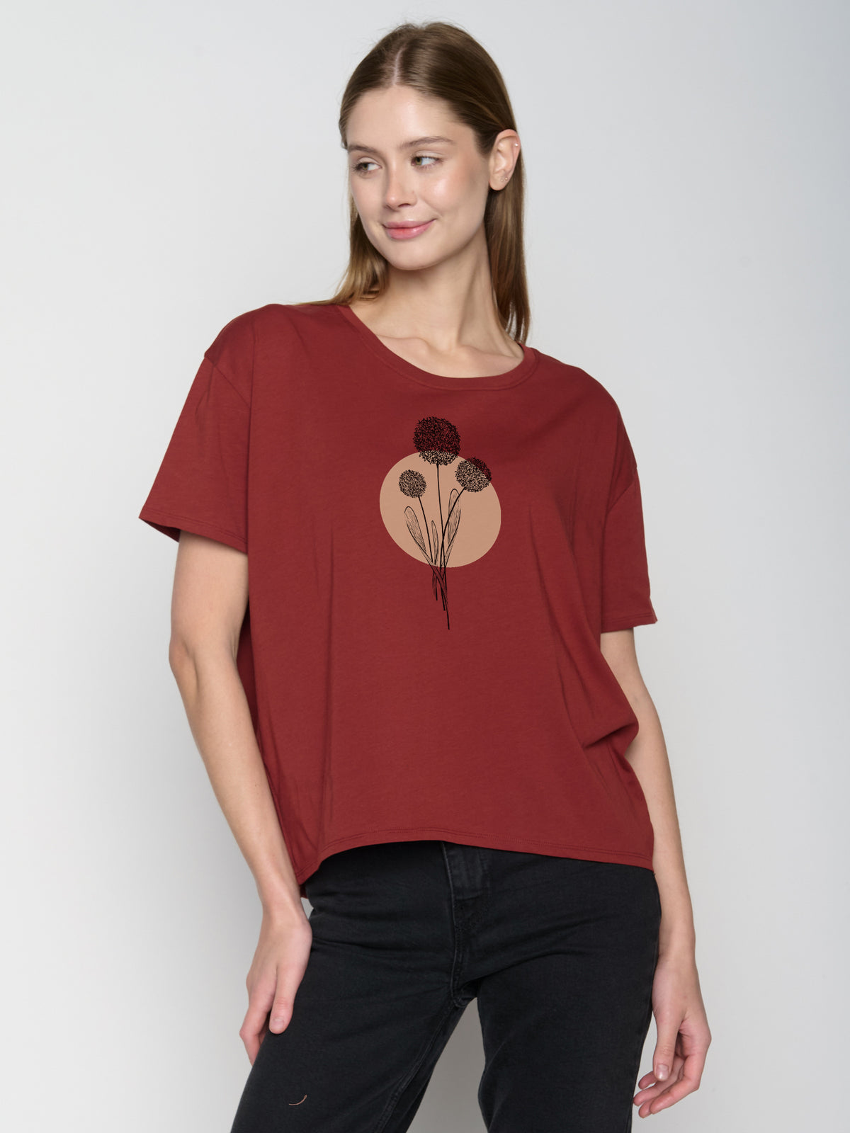 Rot:  Lässiges T-Shirt aus Bio-Baumwoll Mix für Damen [22894]
