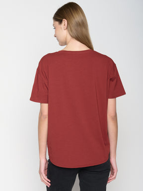 Rot:  Lässiges T-Shirt aus Bio-Baumwoll Mix für Damen [22896]
