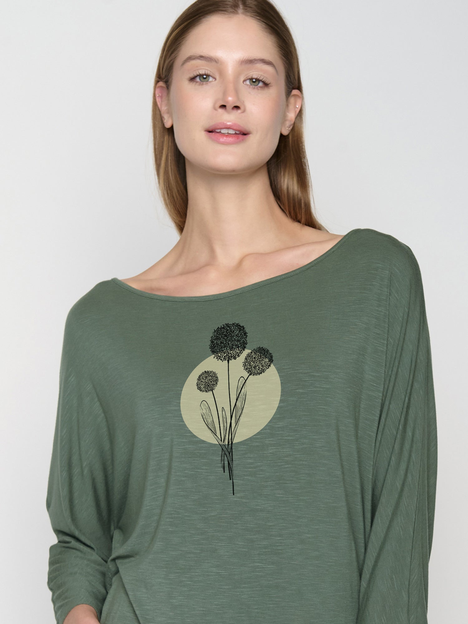 Moos Grey: Gemütliches Longsleeve aus Viskose (LENZING™ ECOVERO™) Mix für Damen [22898]