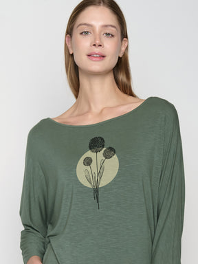 Moos Grey: Gemütliches Longsleeve aus Viskose (LENZING™ ECOVERO™) Mix für Damen [22898]