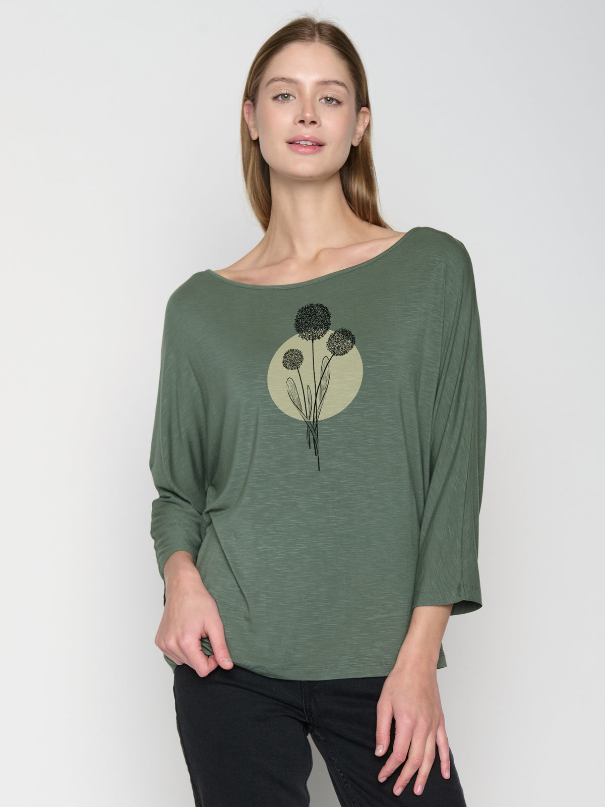 Moos Grey: Gemütliches Longsleeve aus Viskose (LENZING™ ECOVERO™) Mix für Damen [22899]