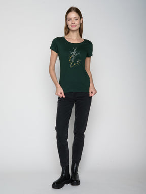 Dark Forest: Sportliches T-Shirt aus Bio-Baumwolle für Damen [22901]
