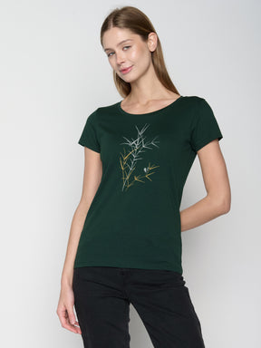 Dark Forest: Sportliches T-Shirt aus Bio-Baumwolle für Damen [22904]