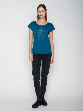 Rich Blue: Lässiges T-Shirt aus Bio-Baumwolle für Damen [22906]