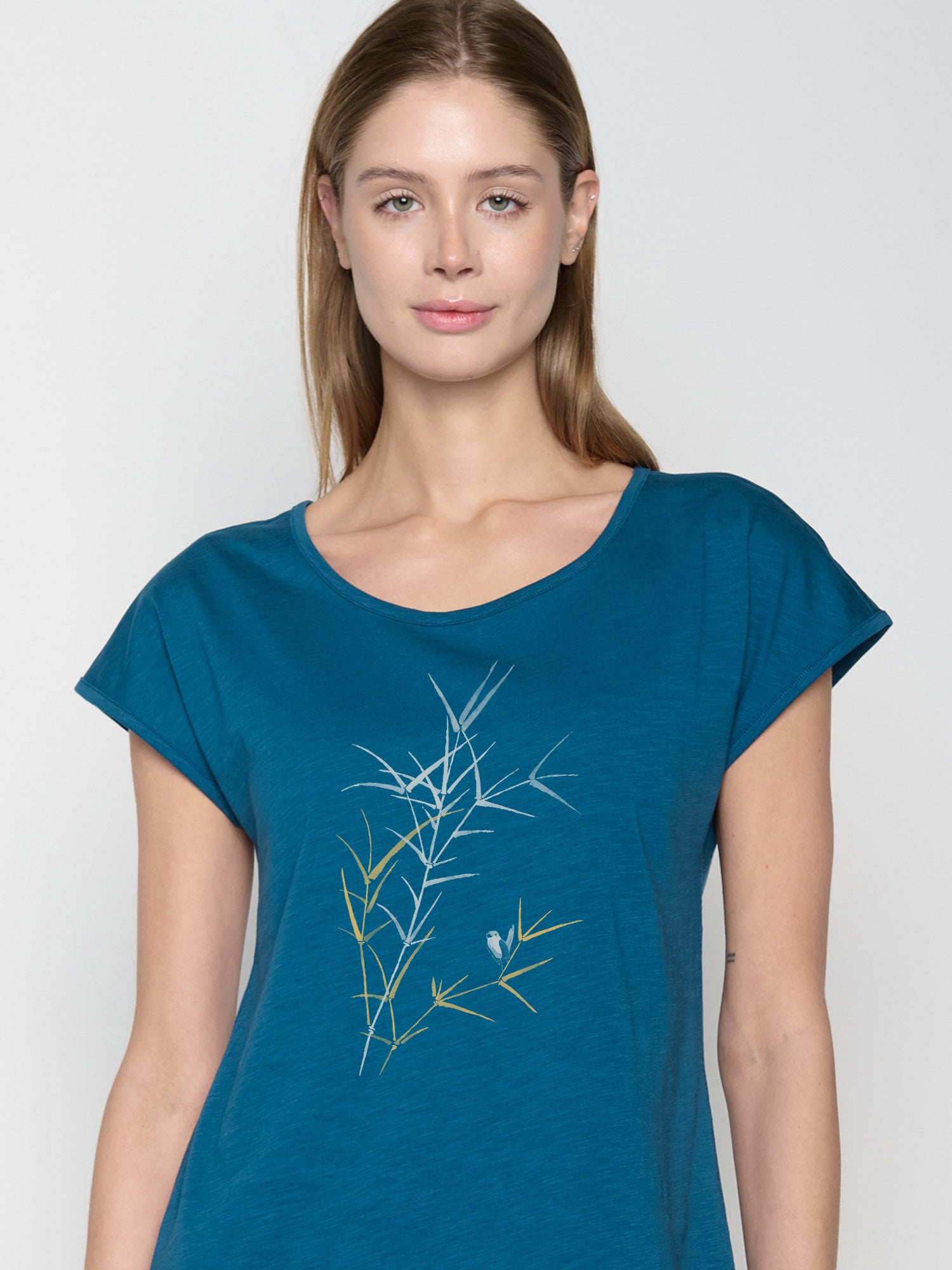 Blau:  Sportliches T-Shirt aus Bio-Baumwolle für Damen [22907]