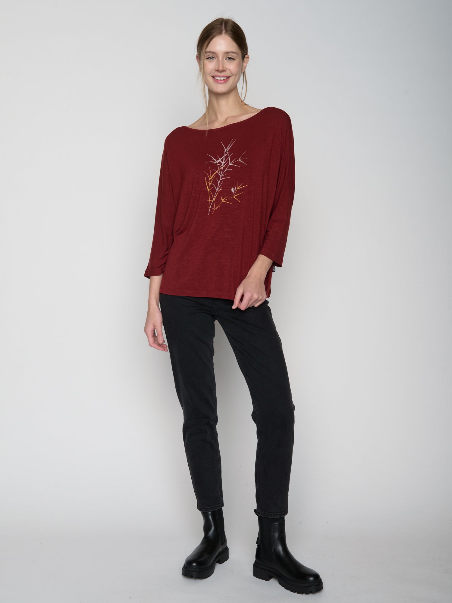 Red Berry: Gemütliches Longsleeve aus Viskose (LENZING™ ECOVERO™) Mix für Damen [22911]
