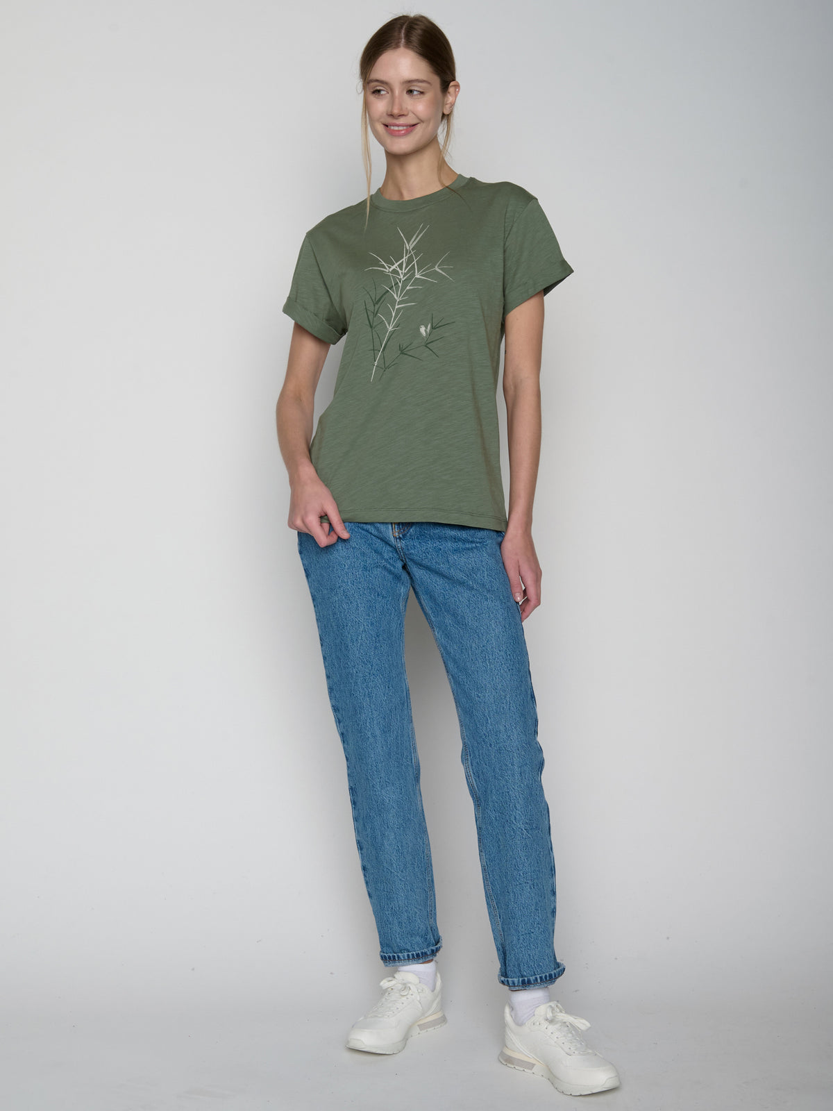 Grau:  Lässiges T-Shirt aus Bio-Baumwolle für Damen [22915]