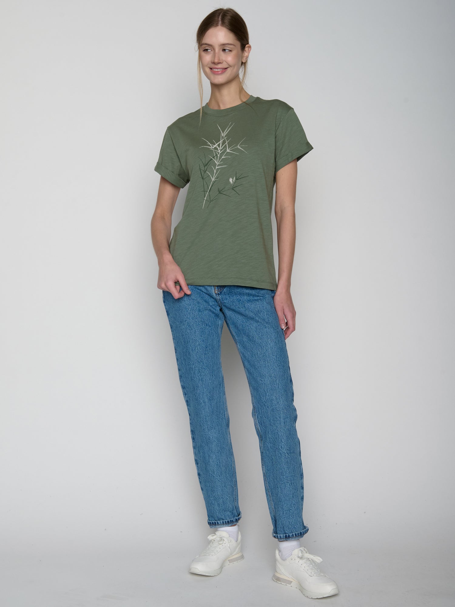 Grau:  Lässiges T-Shirt aus Bio-Baumwolle für Damen [22915]