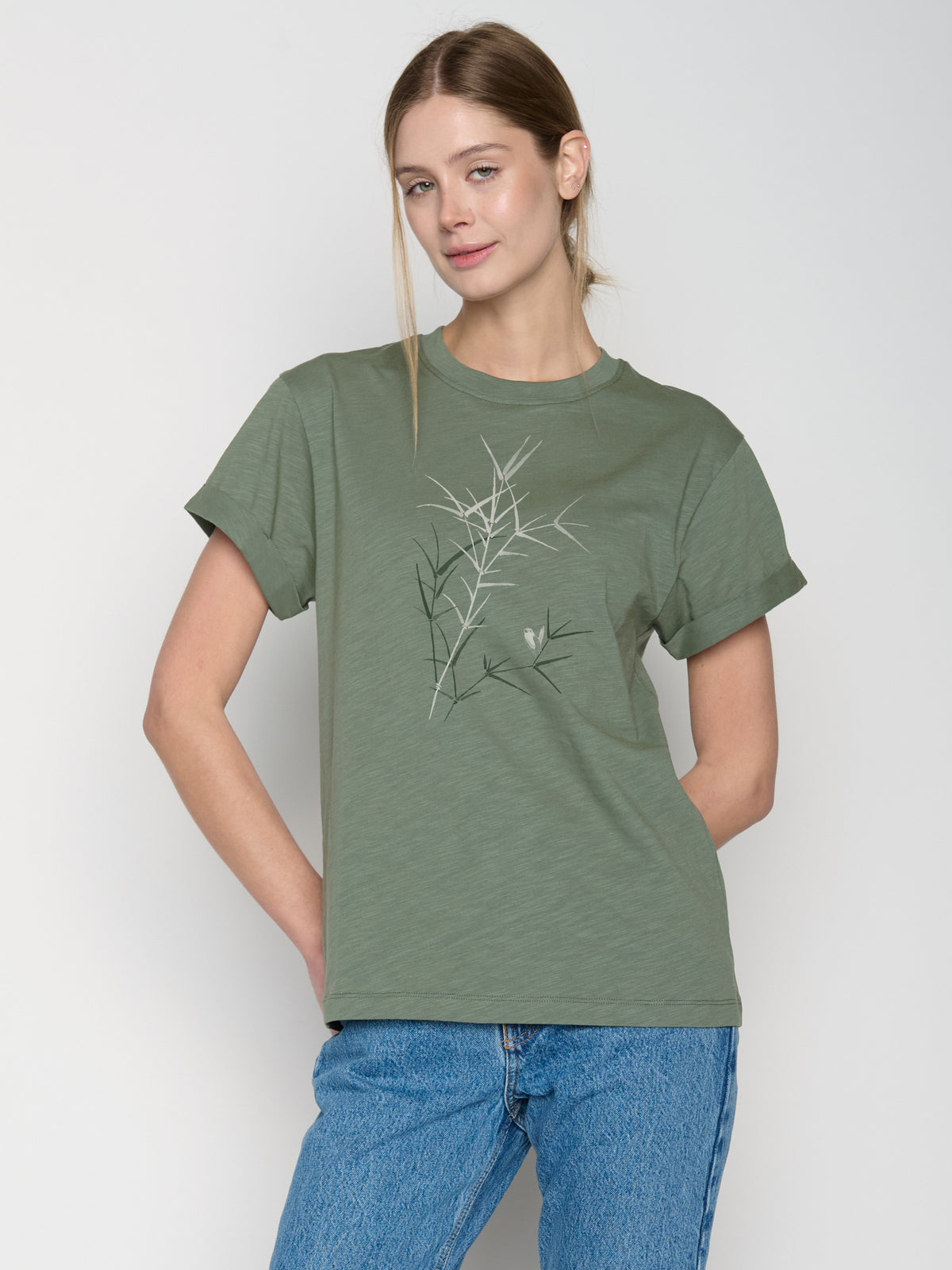 Grau:  Lässiges T-Shirt aus Bio-Baumwolle für Damen [22916]