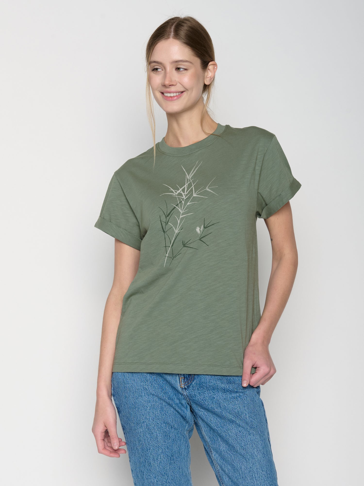 Grau:  Lässiges T-Shirt aus Bio-Baumwolle für Damen [22917]