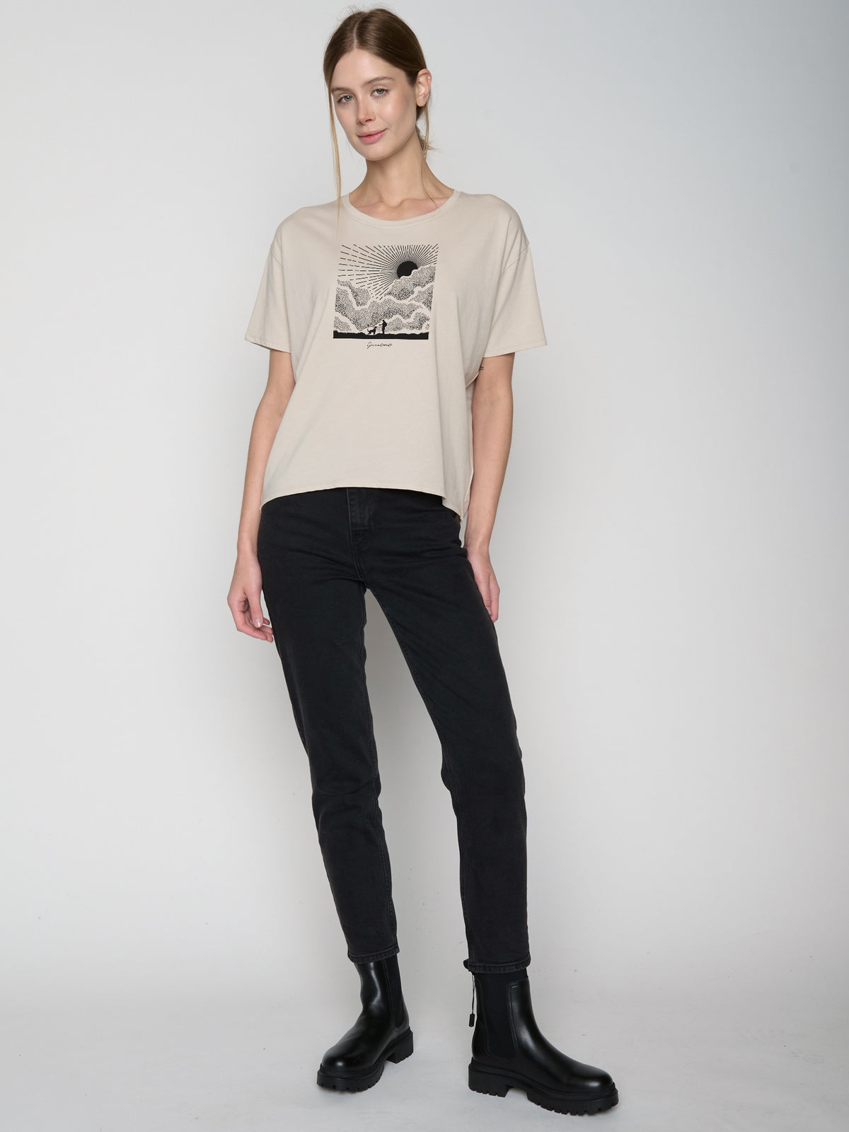 Weiß:  Lässiges T-Shirt aus Bio-Baumwoll Mix für Damen [22920]