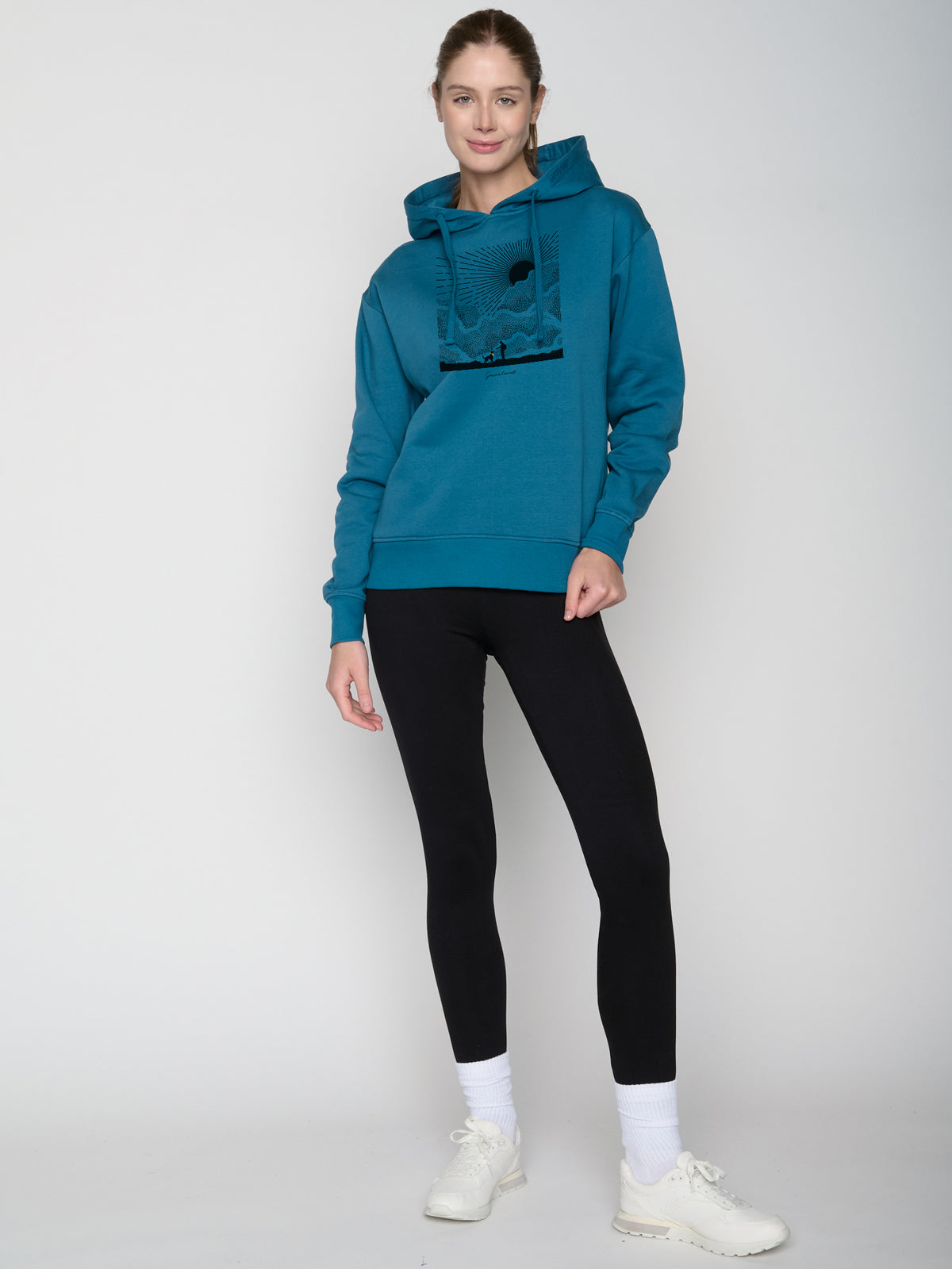 Blau:  Gemütlicher Hoodie aus Bio-Baumwoll Mix für Damen [22925]