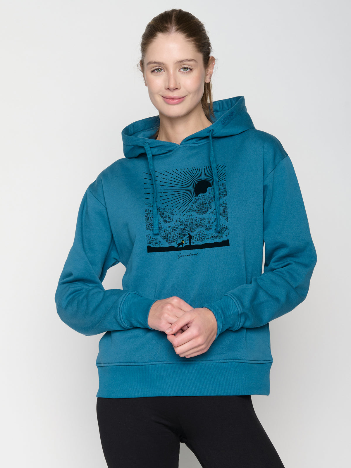 Blau:  Gemütlicher Hoodie aus Bio-Baumwoll Mix für Damen [22926]