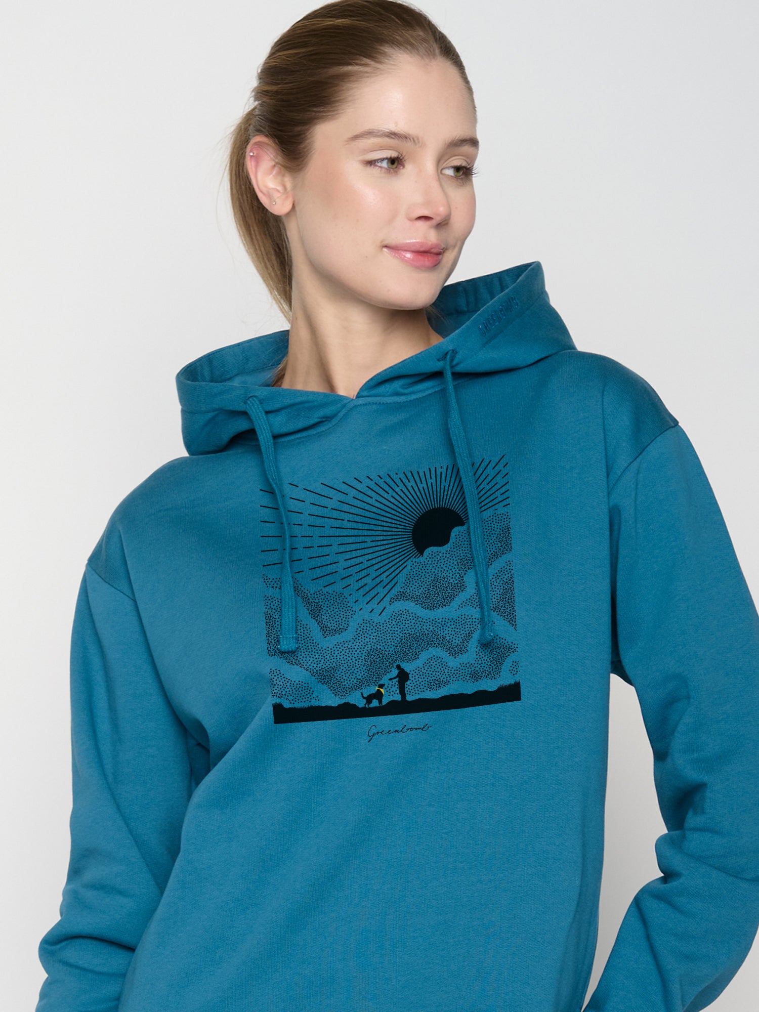 Blau:  Gemütlicher Hoodie aus Bio-Baumwoll Mix für Damen [22927]