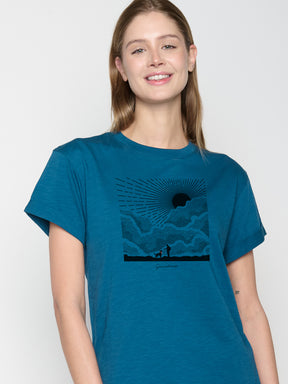 Blau:  Lässiges T-Shirt aus Bio-Baumwolle für Damen [22931]