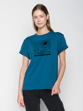 Blau:  Lässiges T-Shirt aus Bio-Baumwolle für Damen [22932]