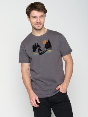 Grau:  Lässiges T-Shirt aus Bio-Baumwoll Mix für Herren [22939]