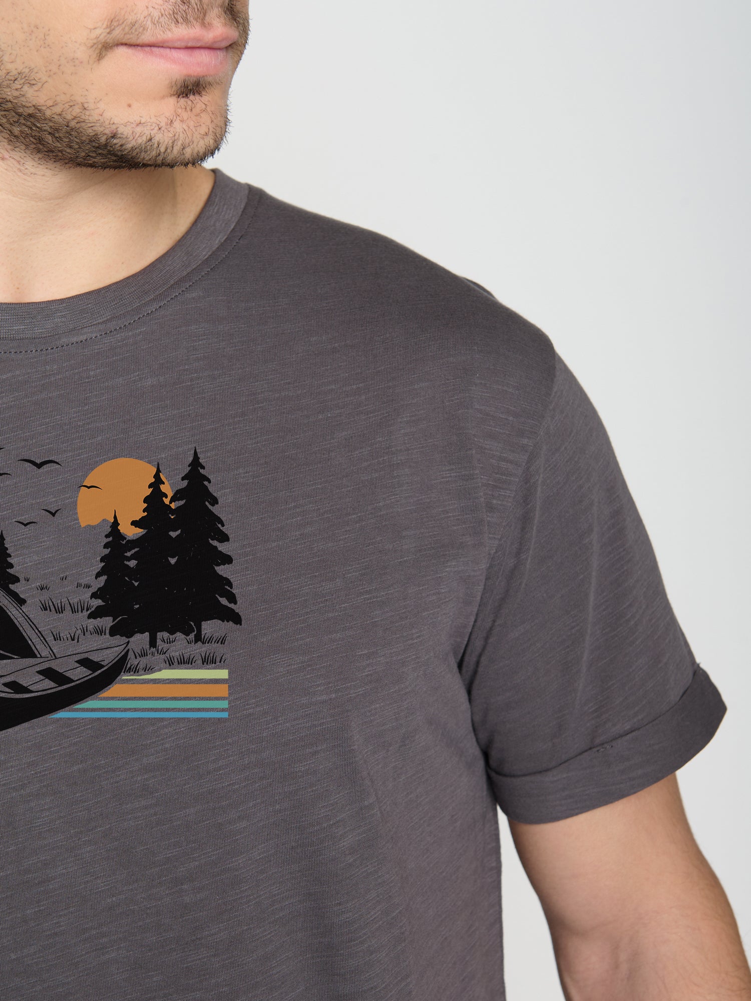 Grau:  Lässiges T-Shirt aus Bio-Baumwoll Mix für Herren [22940]