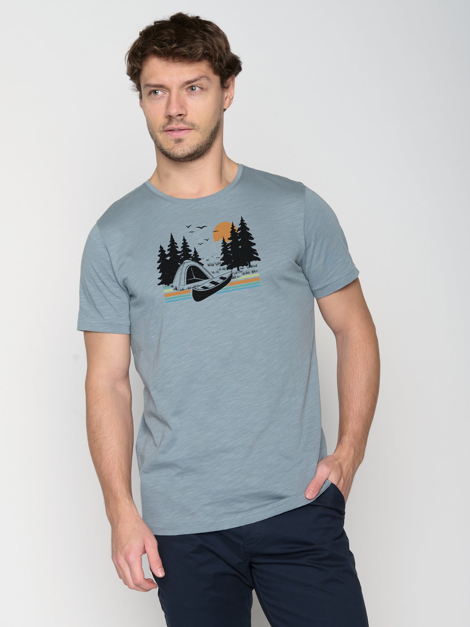 Grey Blue: Sportliches T-Shirt aus Bio-Baumwolle für Herren [22944]